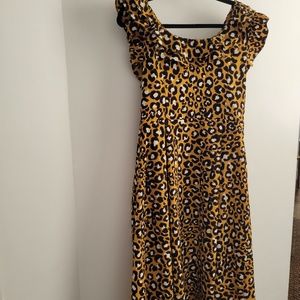 Who What Wear- Ruffle Cheetah Print Midi Dress- Size Medium